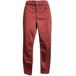 Calzedonia Women's Red Casual Pants Size M High Rise Stretchy Denim Jeans‎